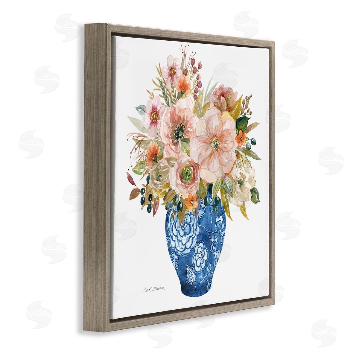 Carol Robinson Sunny Chinoiserie Pink Florals Canvas Wall Art Print
