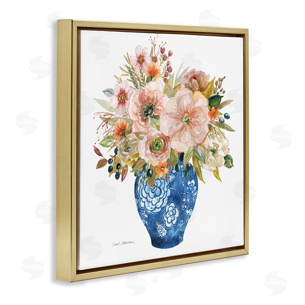 Carol Robinson Sunny Chinoiserie Pink Florals Canvas Wall Art Print