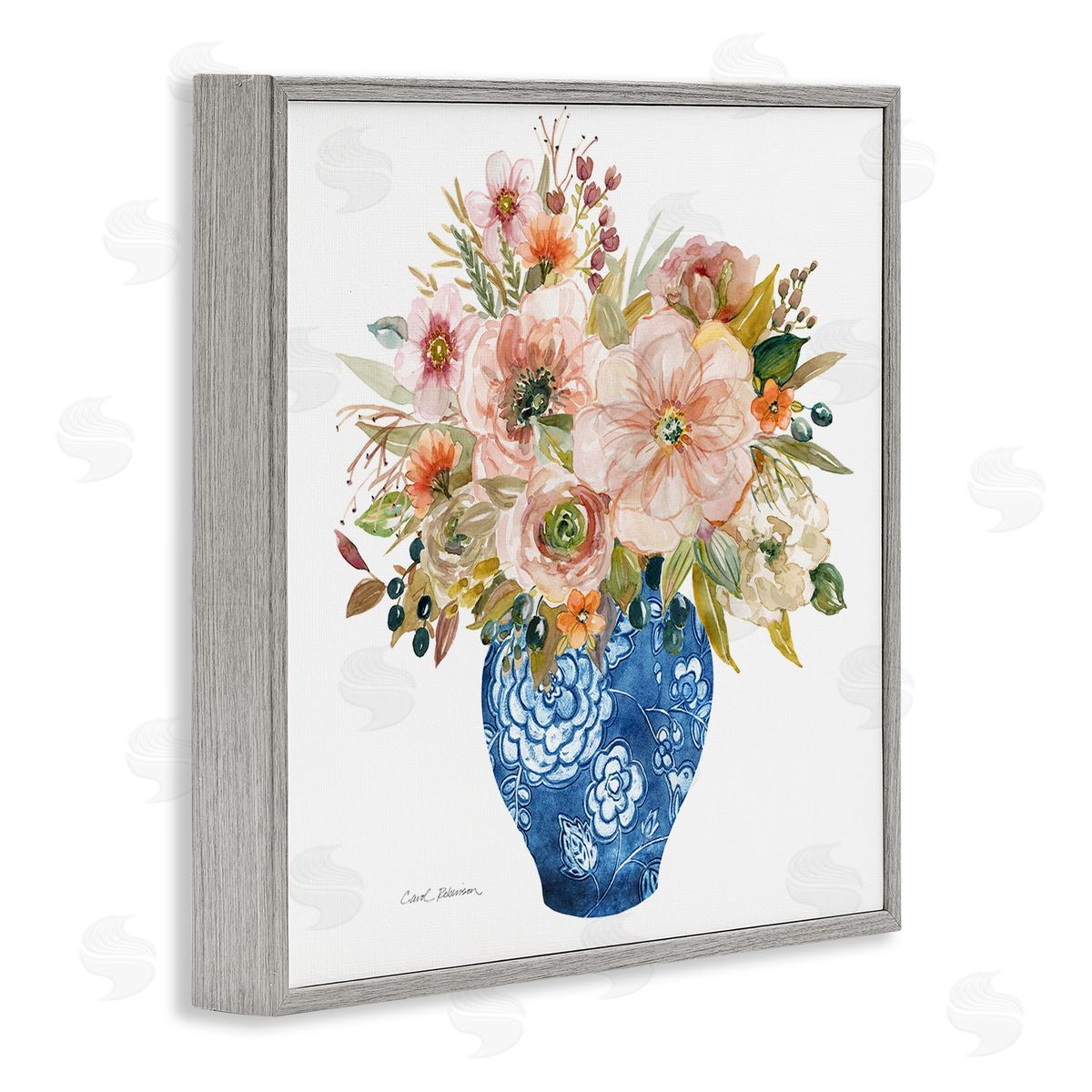 Carol Robinson Sunny Chinoiserie Pink Florals Canvas Wall Art Print