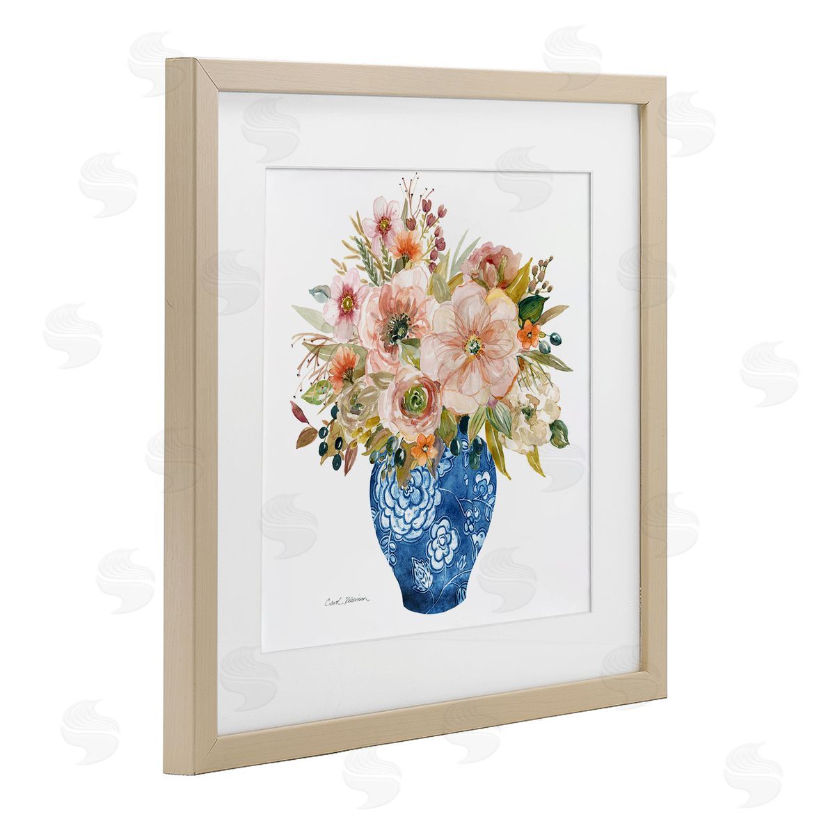 Carol Robinson Sunny Chinoiserie Pink Florals Canvas Wall Art Print