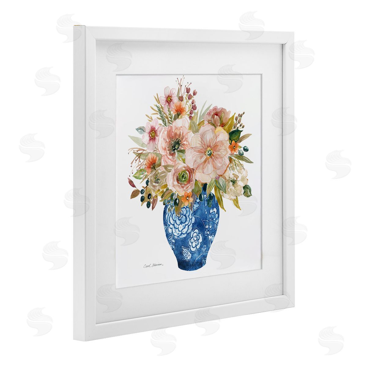 Carol Robinson Sunny Chinoiserie Pink Florals Canvas Wall Art Print