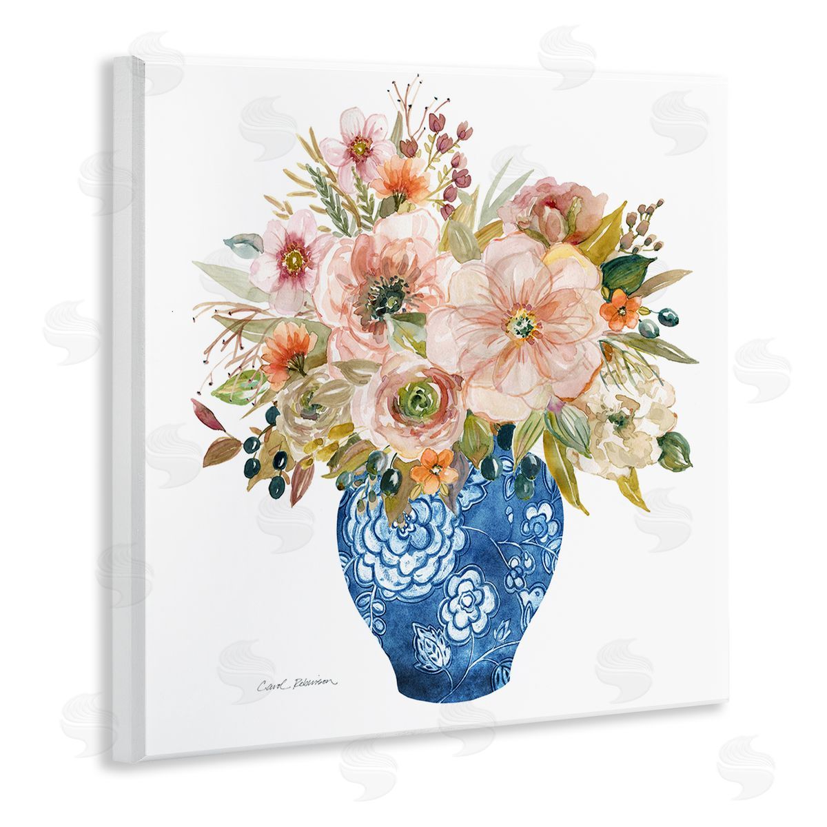 Carol Robinson Sunny Chinoiserie Pink Florals Canvas Wall Art Print