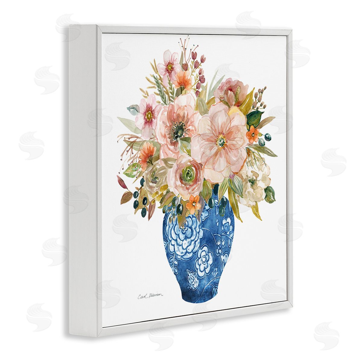 Carol Robinson Sunny Chinoiserie Pink Florals Canvas Wall Art Print