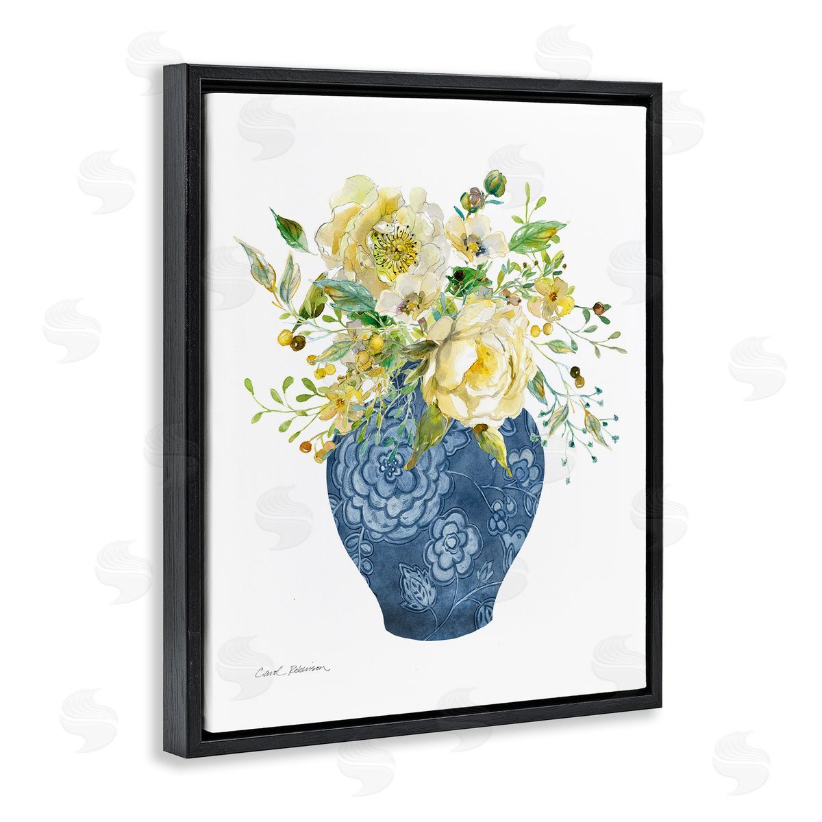 Carol Robinson Sunny Chinoiserie Yellow Florals Canvas Wall Art Print