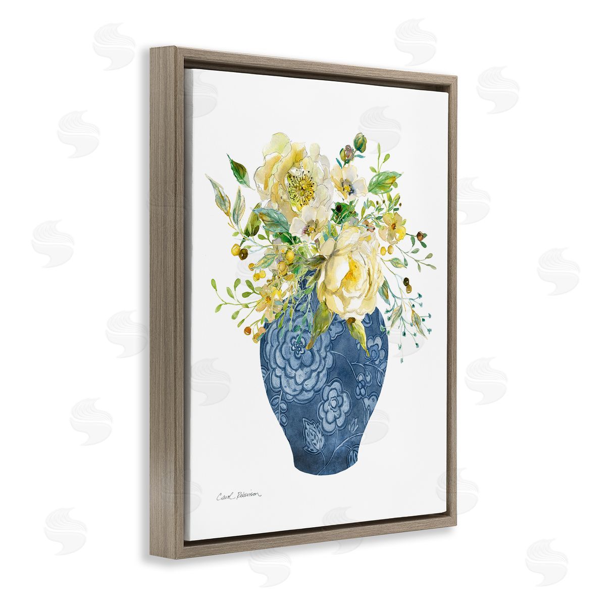 Carol Robinson Sunny Chinoiserie Yellow Florals Canvas Wall Art Print