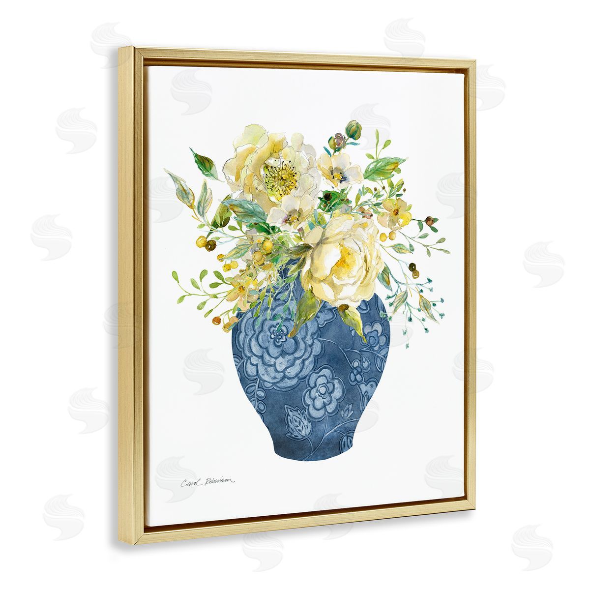 Carol Robinson Sunny Chinoiserie Yellow Florals Canvas Wall Art Print