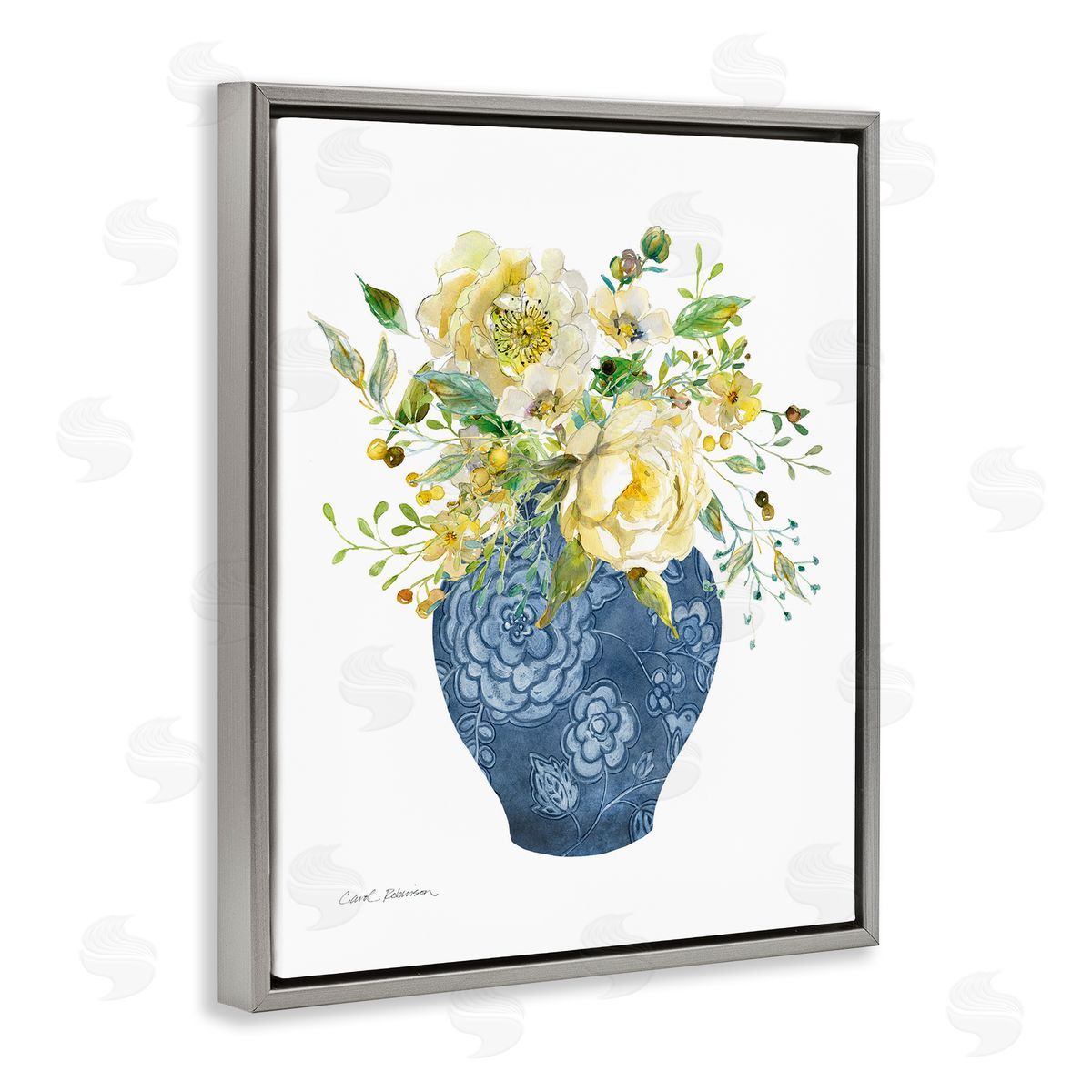 Carol Robinson Sunny Chinoiserie Yellow Florals Canvas Wall Art Print