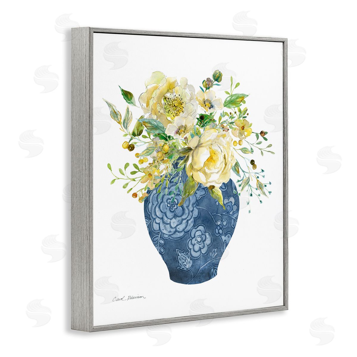 Carol Robinson Sunny Chinoiserie Yellow Florals Canvas Wall Art Print