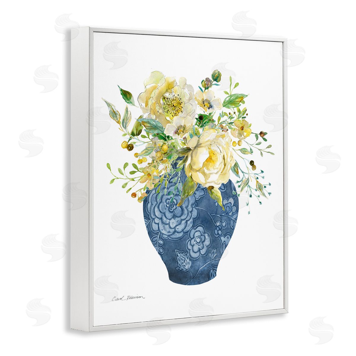 Carol Robinson Sunny Chinoiserie Yellow Florals Canvas Wall Art Print