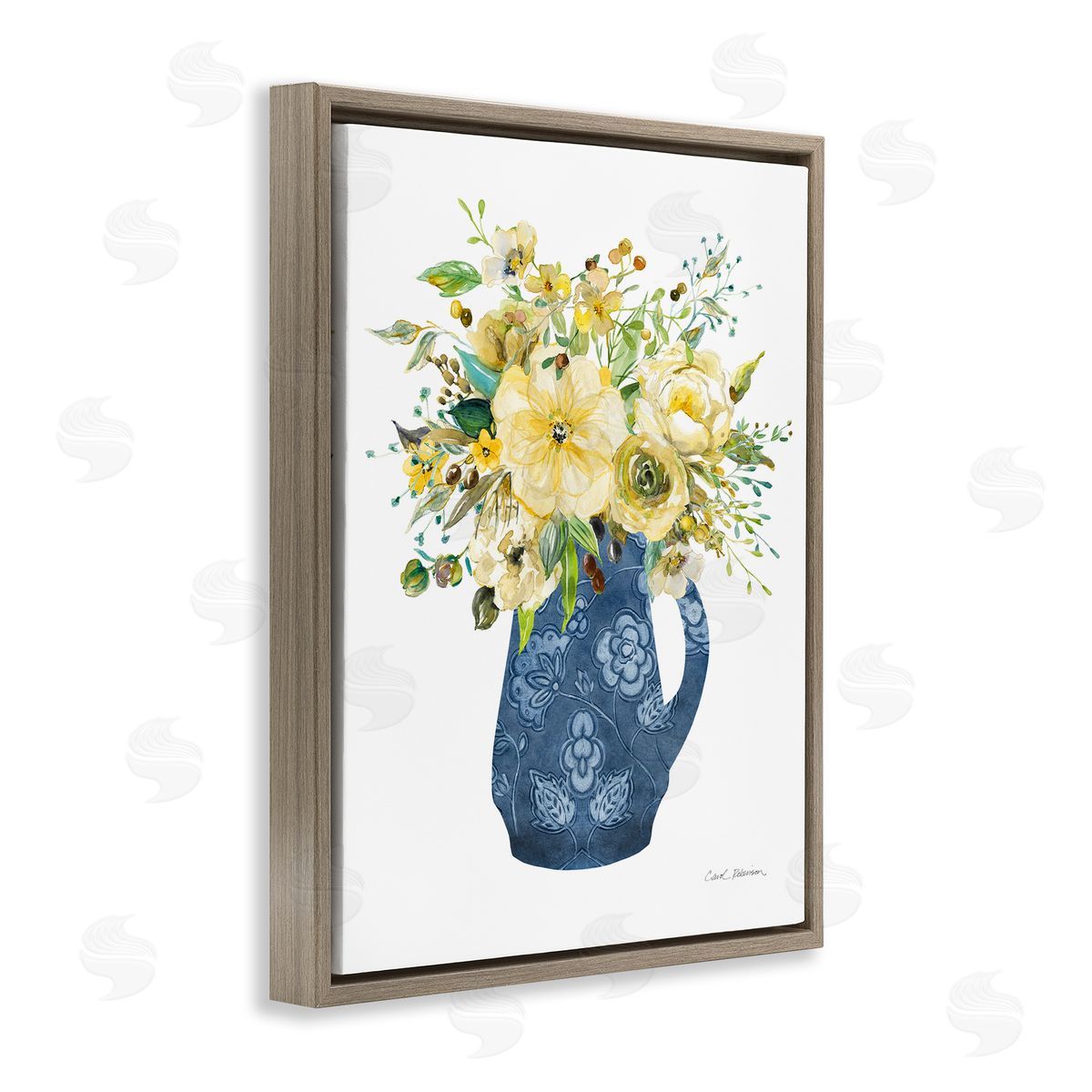 Carol Robinson Sunny Chinoiserie Yellow Bouquet Canvas Wall Art Print