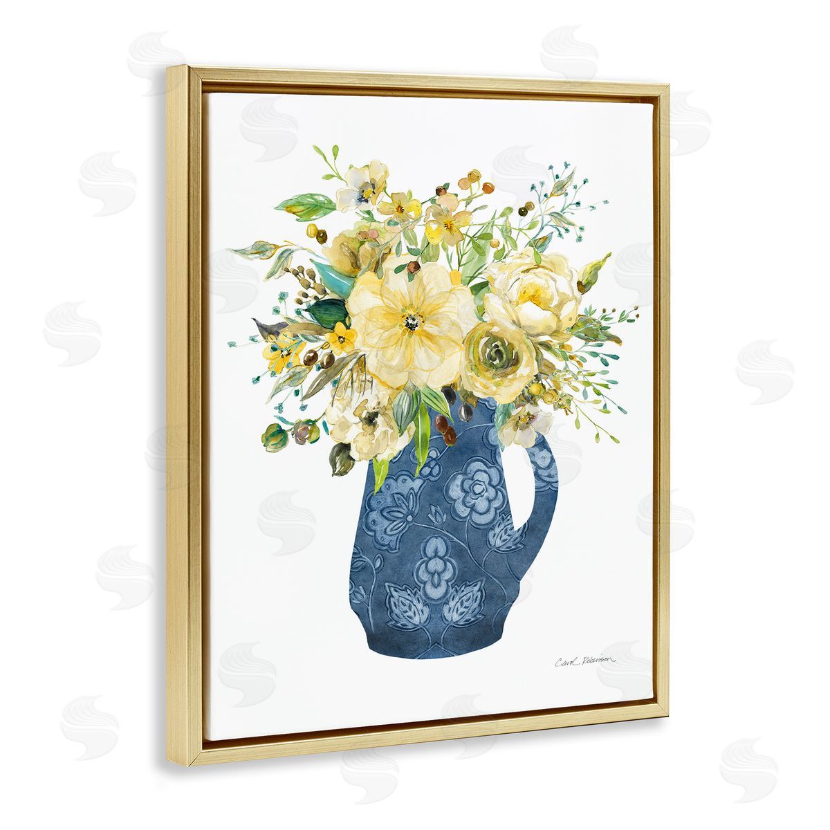 Carol Robinson Sunny Chinoiserie Yellow Bouquet Canvas Wall Art Print