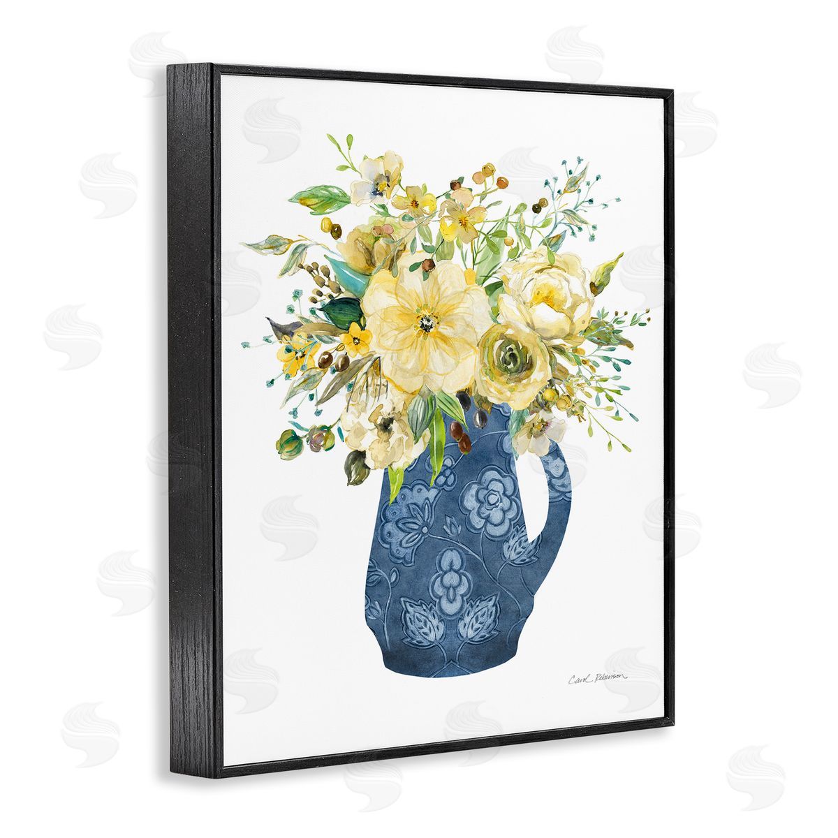 Carol Robinson Sunny Chinoiserie Yellow Bouquet Canvas Wall Art Print
