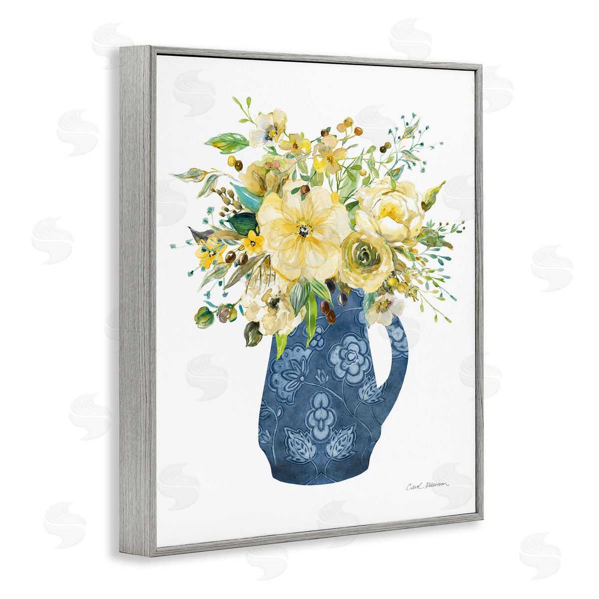 Carol Robinson Sunny Chinoiserie Yellow Bouquet Canvas Wall Art Print
