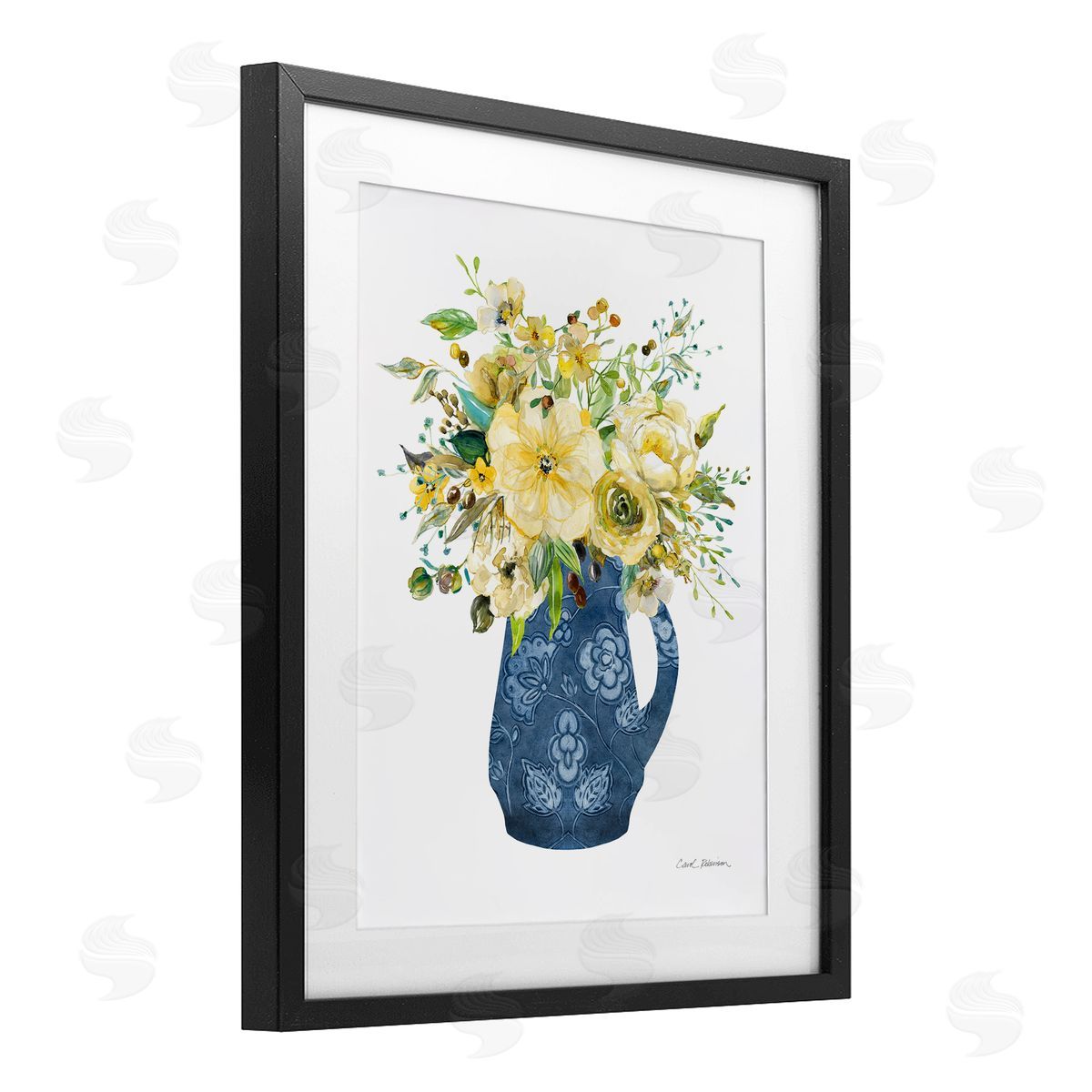 Carol Robinson Sunny Chinoiserie Yellow Bouquet Canvas Wall Art Print