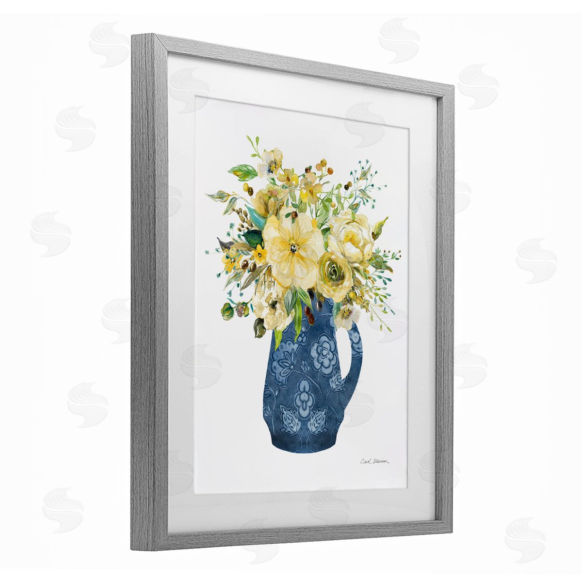 Carol Robinson Sunny Chinoiserie Yellow Bouquet Canvas Wall Art Print