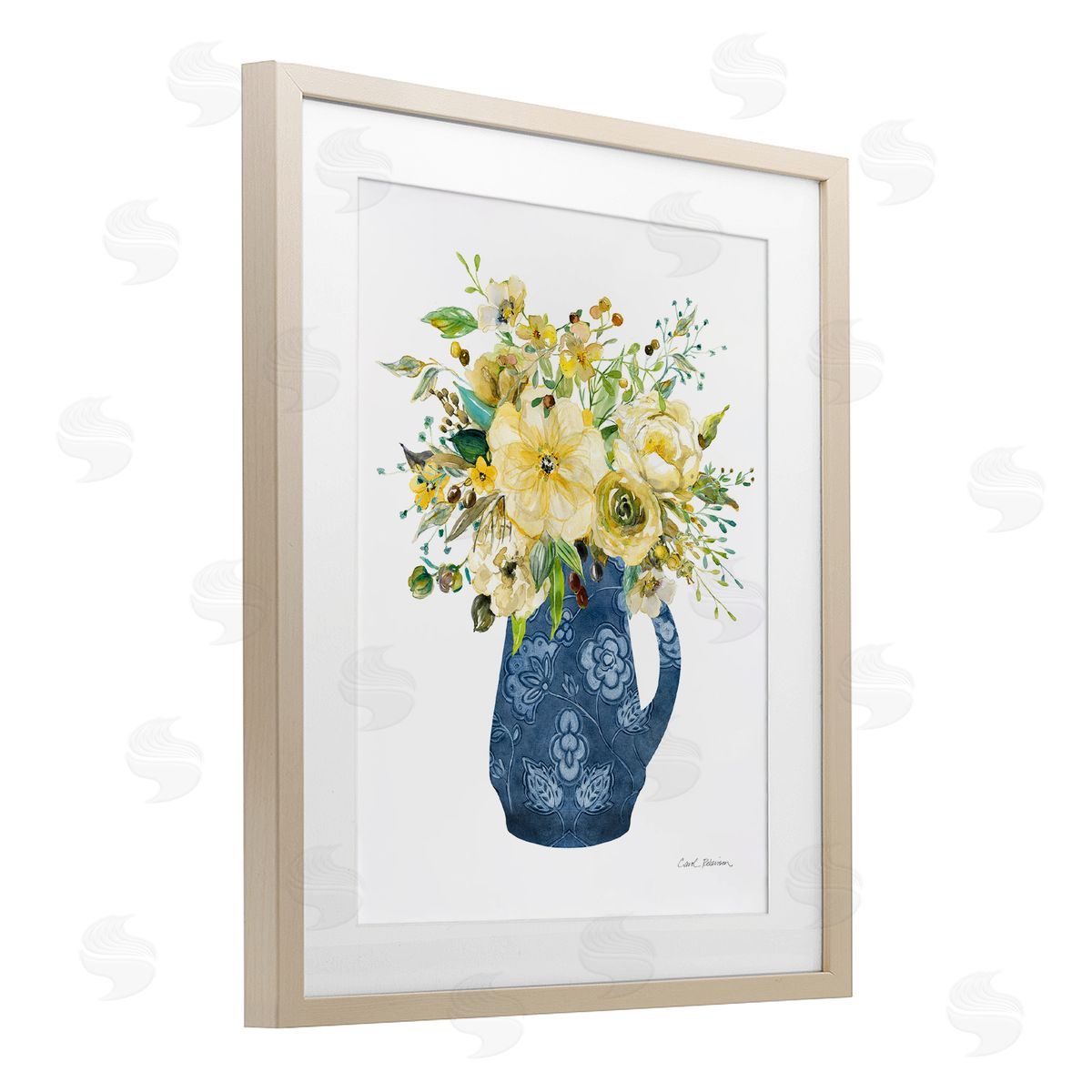 Carol Robinson Sunny Chinoiserie Yellow Bouquet Canvas Wall Art Print