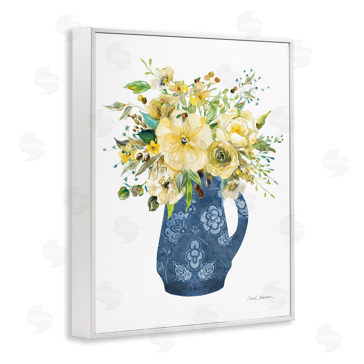 Carol Robinson Sunny Chinoiserie Yellow Bouquet Canvas Wall Art Print