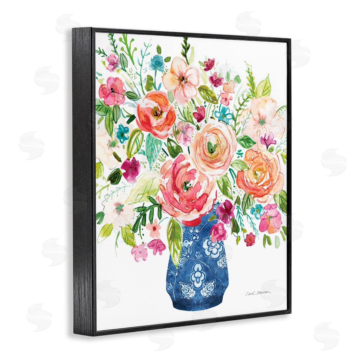 Carol Robinson Sunny Chinoiserie Pink Bouquet Canvas Wall Art Print