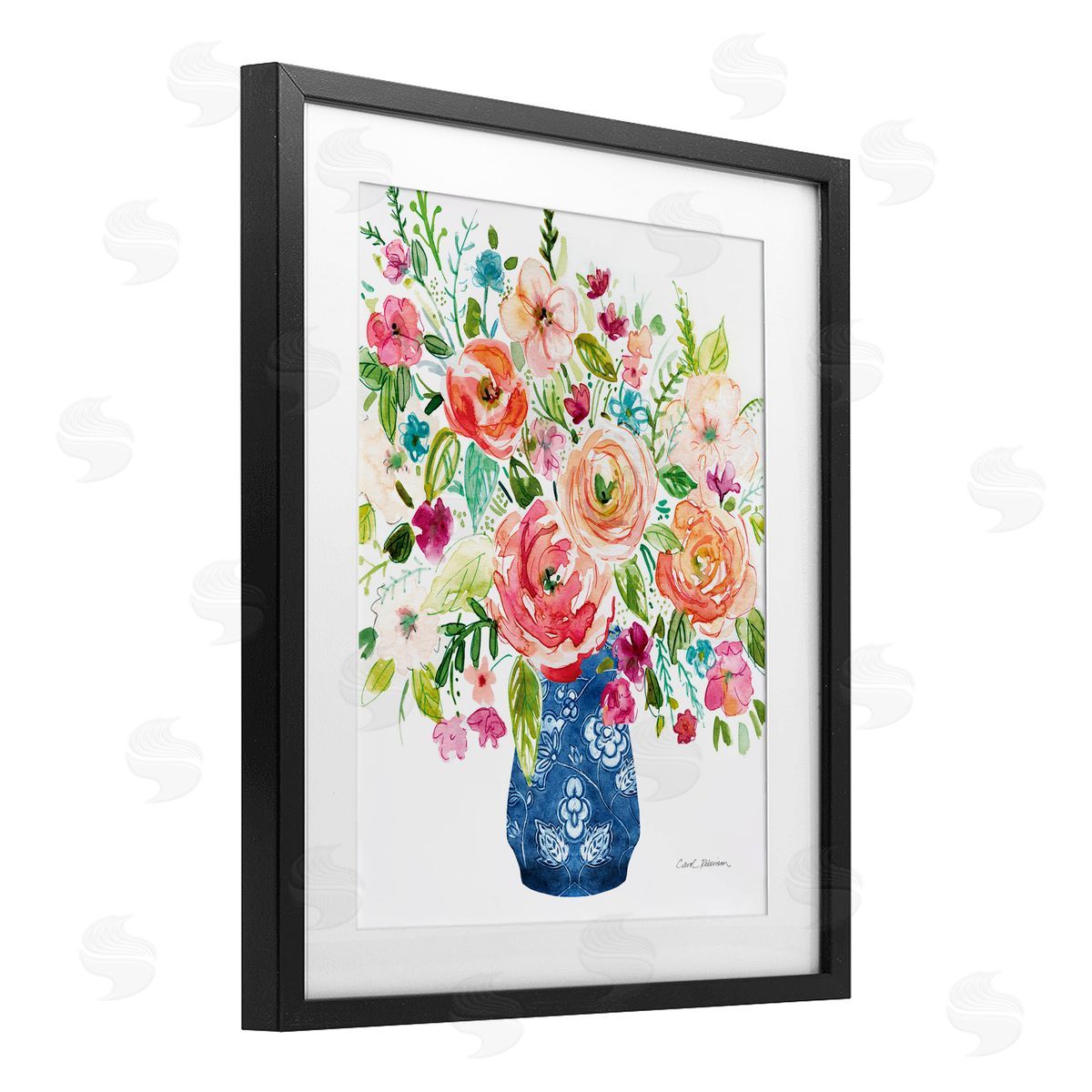 Carol Robinson Sunny Chinoiserie Pink Bouquet Canvas Wall Art Print
