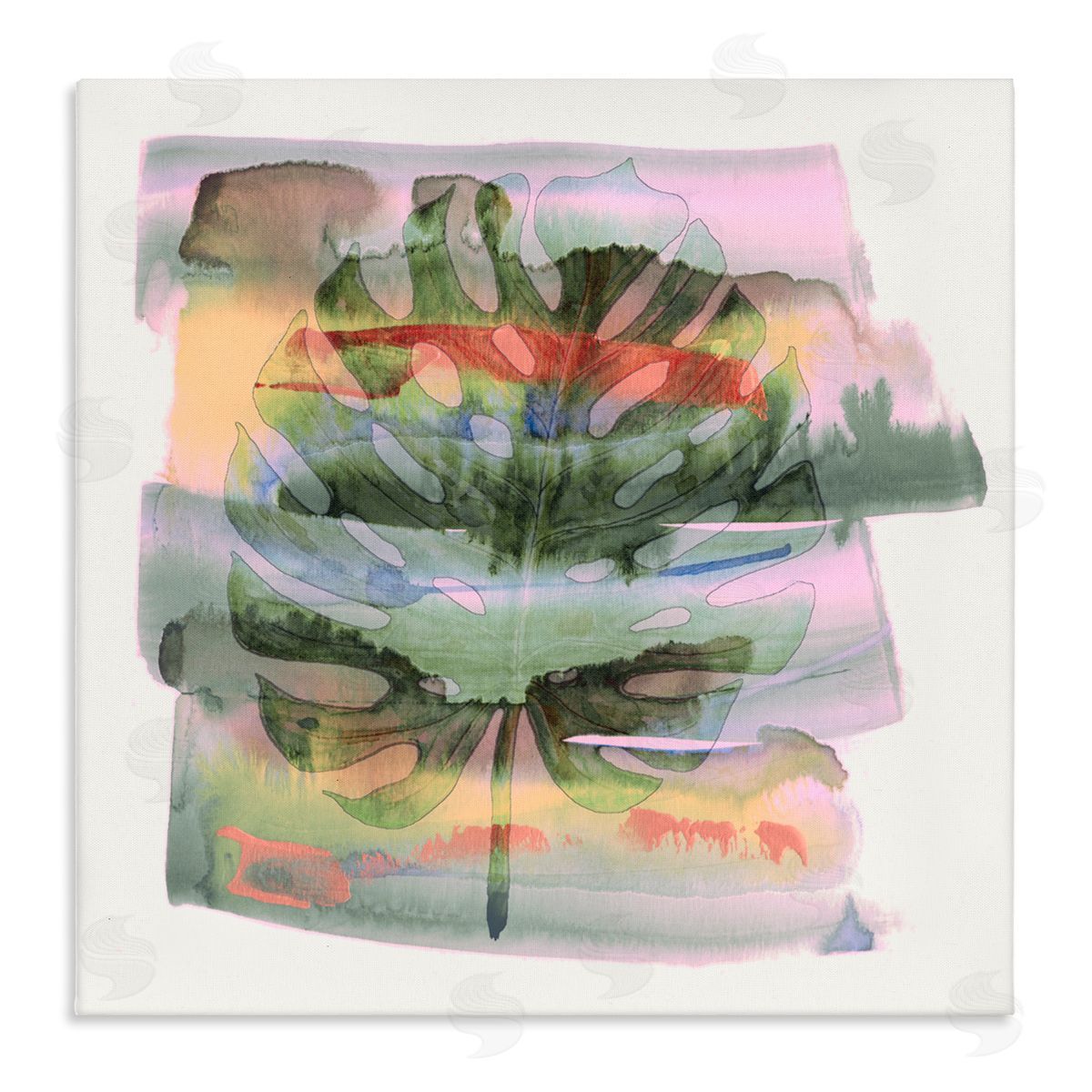 Susan Jill Tropical Dream Pastel Monstera Canvas Wall Art Print