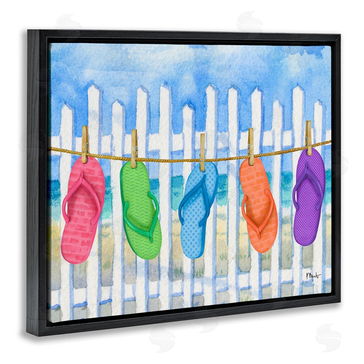 Paul Brent Flip Flop Clothesline Canvas Wall Art Print