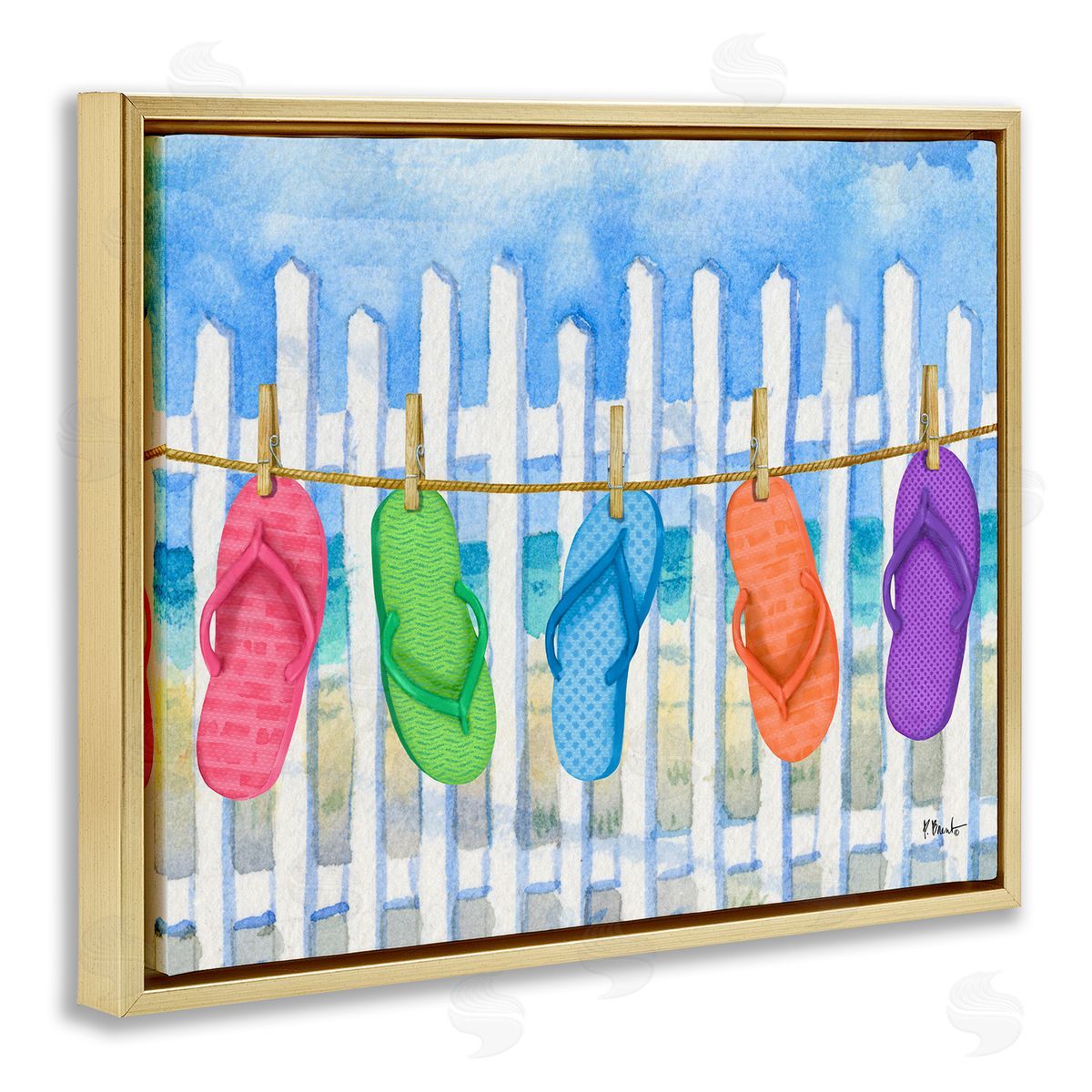 Paul Brent Flip Flop Clothesline Canvas Wall Art Print