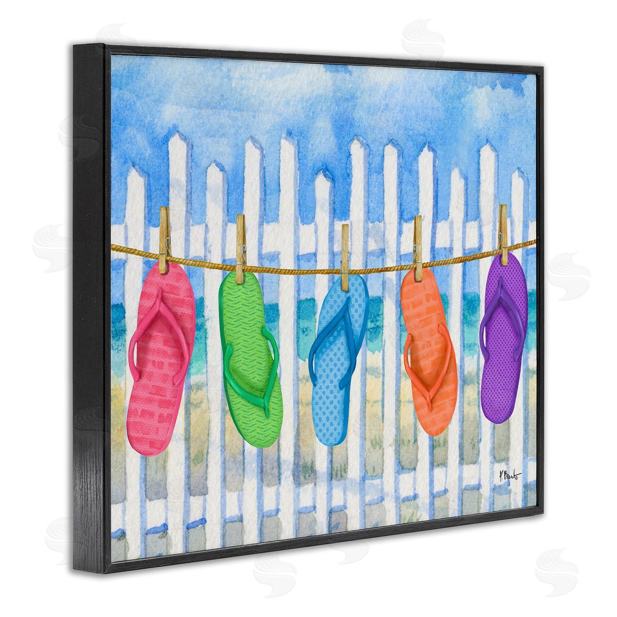 Paul Brent Flip Flop Clothesline Canvas Wall Art Print