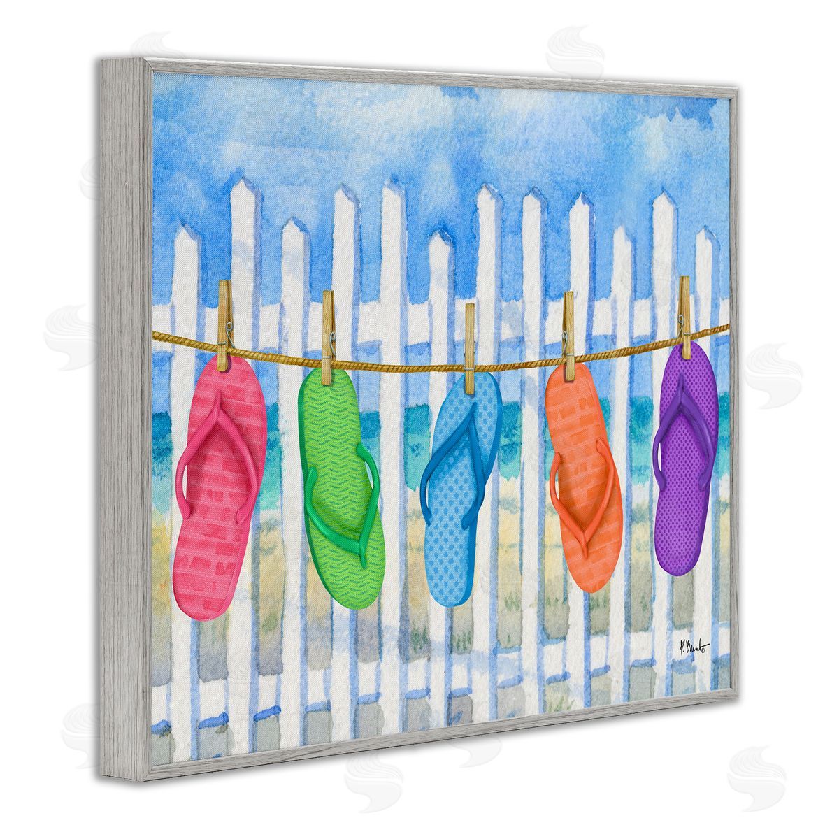 Paul Brent Flip Flop Clothesline Canvas Wall Art Print