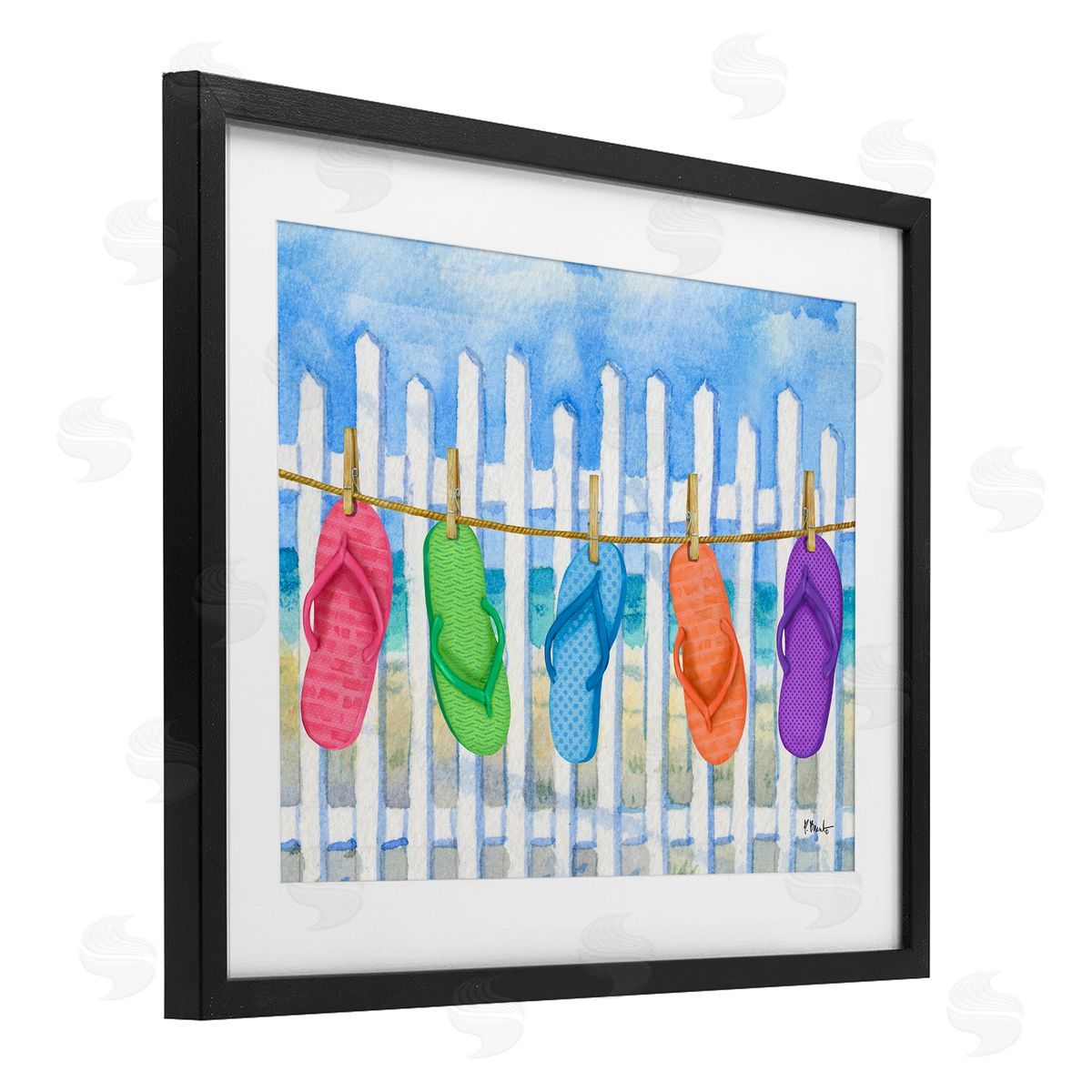Paul Brent Flip Flop Clothesline Canvas Wall Art Print