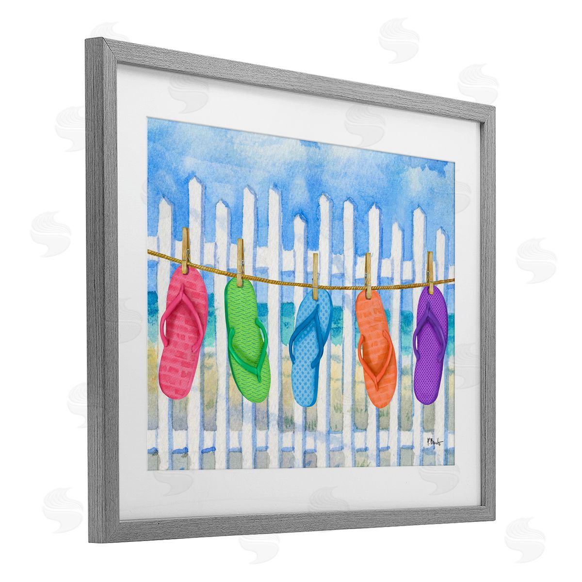 Paul Brent Flip Flop Clothesline Canvas Wall Art Print