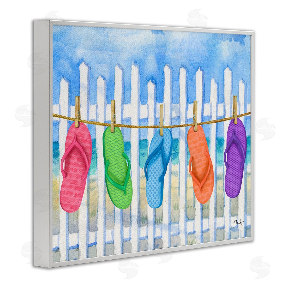 Paul Brent Flip Flop Clothesline Canvas Wall Art Print