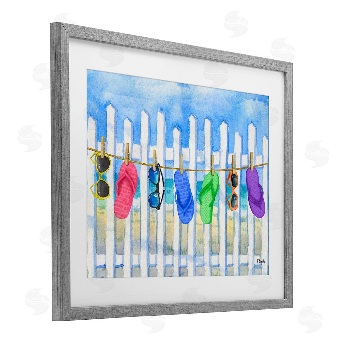 Paul Brent Summer Clothesline with Flip Flops Canvas Wall Art Print