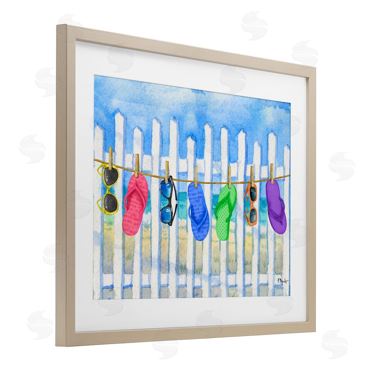 Paul Brent Summer Clothesline with Flip Flops Canvas Wall Art Print