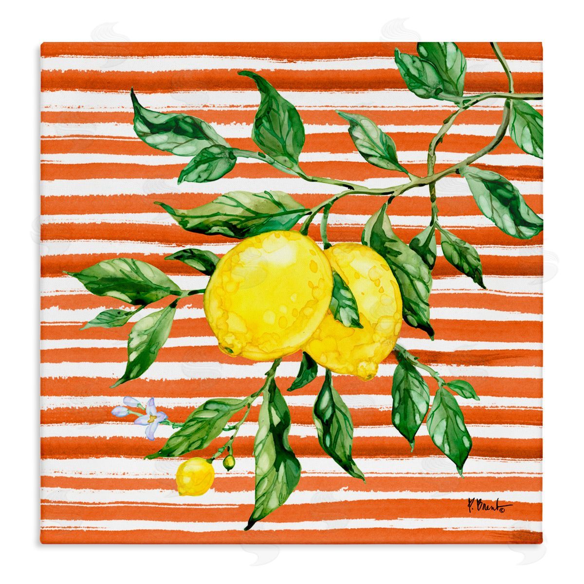 Paul Brent Juicy Lemon Vine on Red Canvas Wall Art Print
