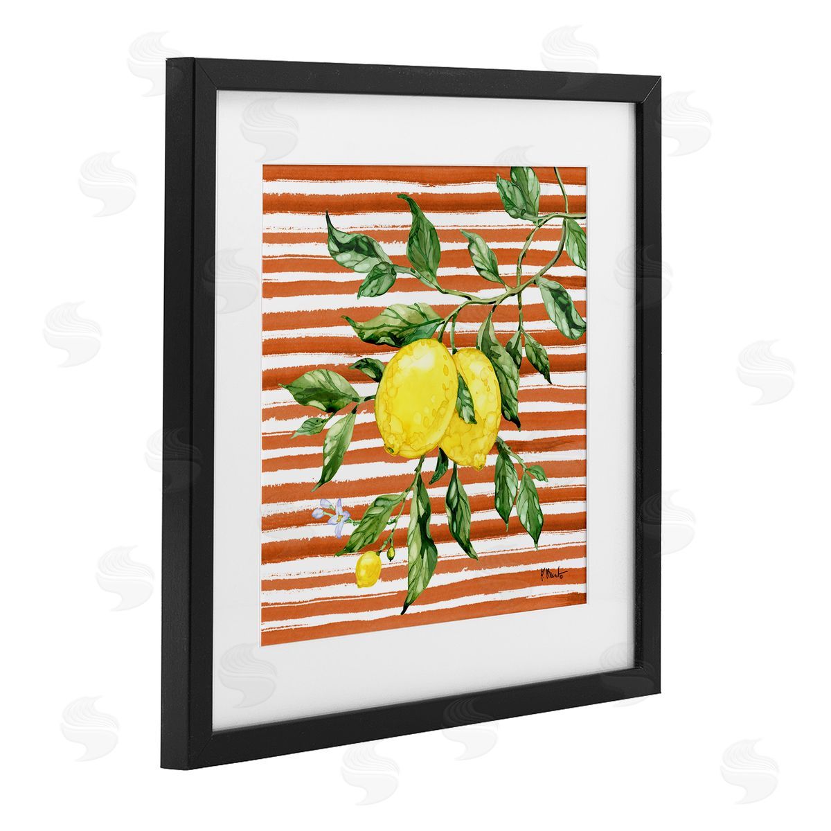 Paul Brent Juicy Lemon Vine on Red Canvas Wall Art Print