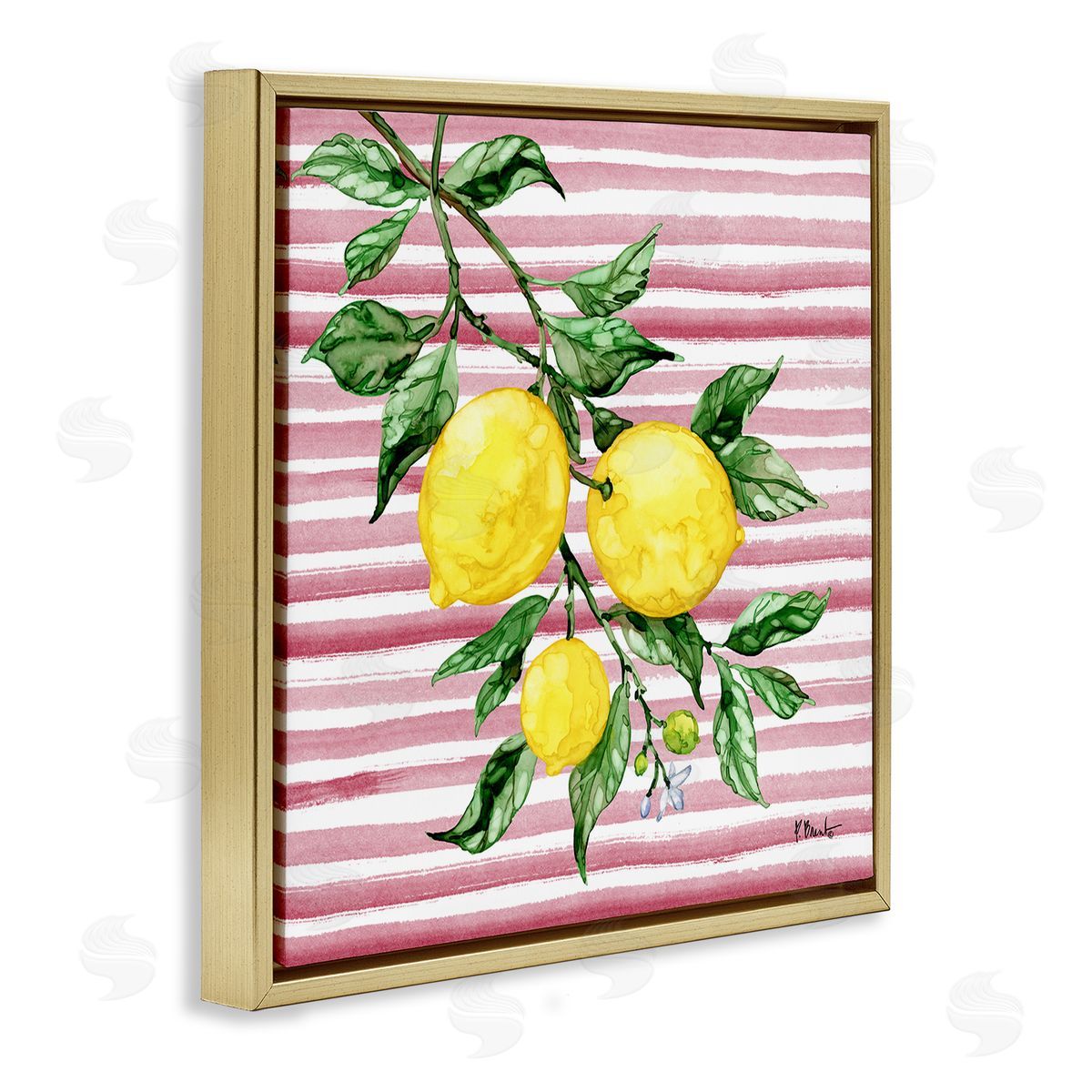 Paul Brent Juicy Lemon Vine on Pink Canvas Wall Art Print