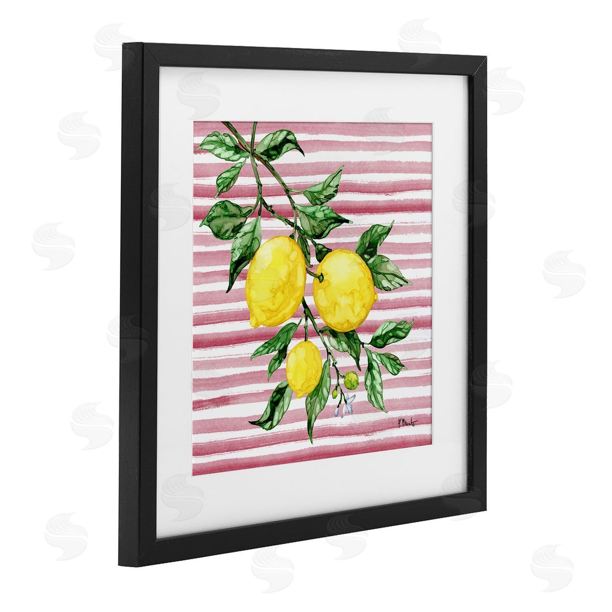 Paul Brent Juicy Lemon Vine on Pink Canvas Wall Art Print