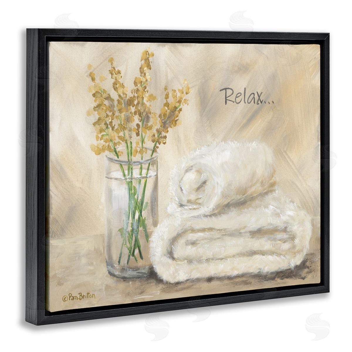 Pam Britton Relax Bath Towel & Botanicals Canvas Wall Art Print