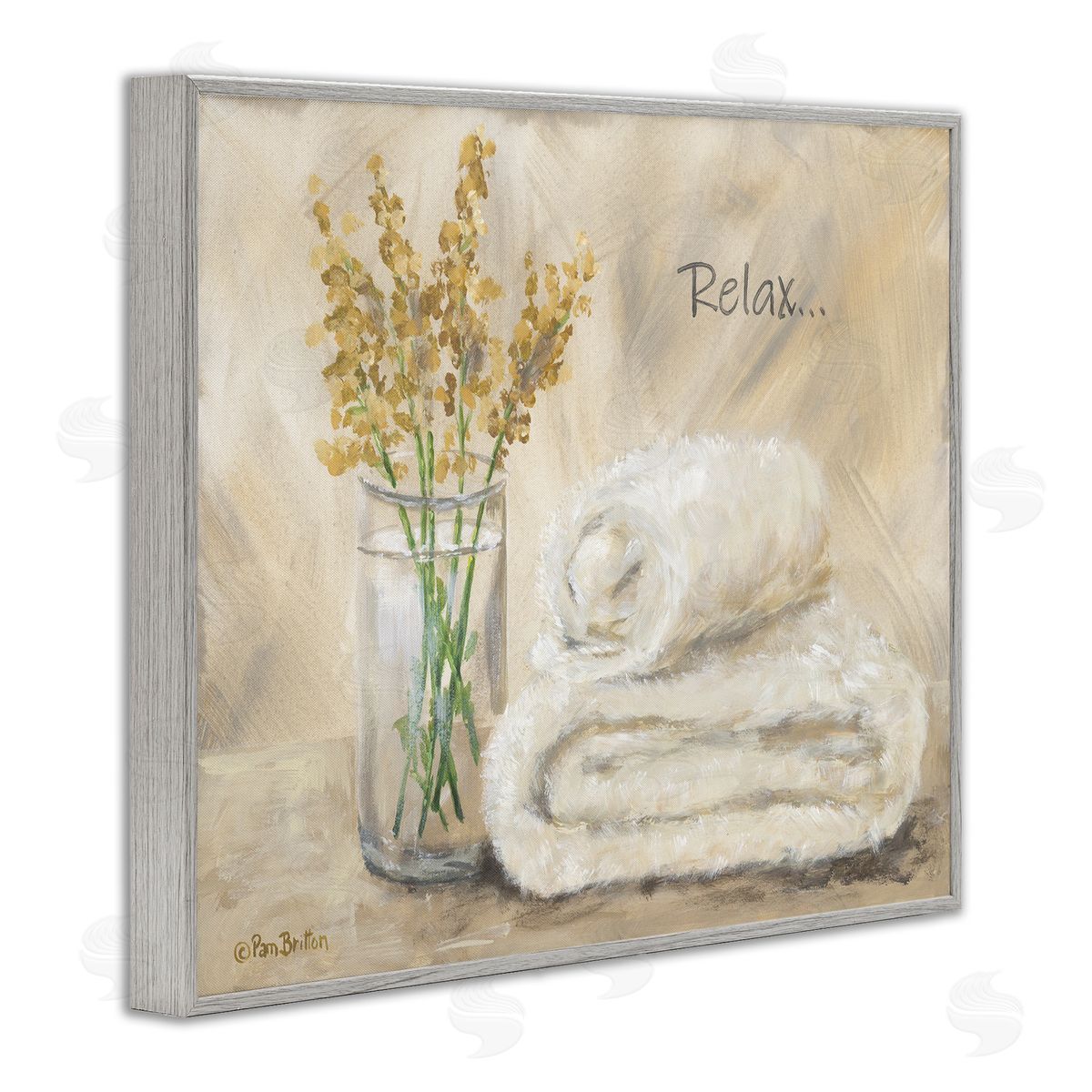 Pam Britton Relax Bath Towel & Botanicals Canvas Wall Art Print