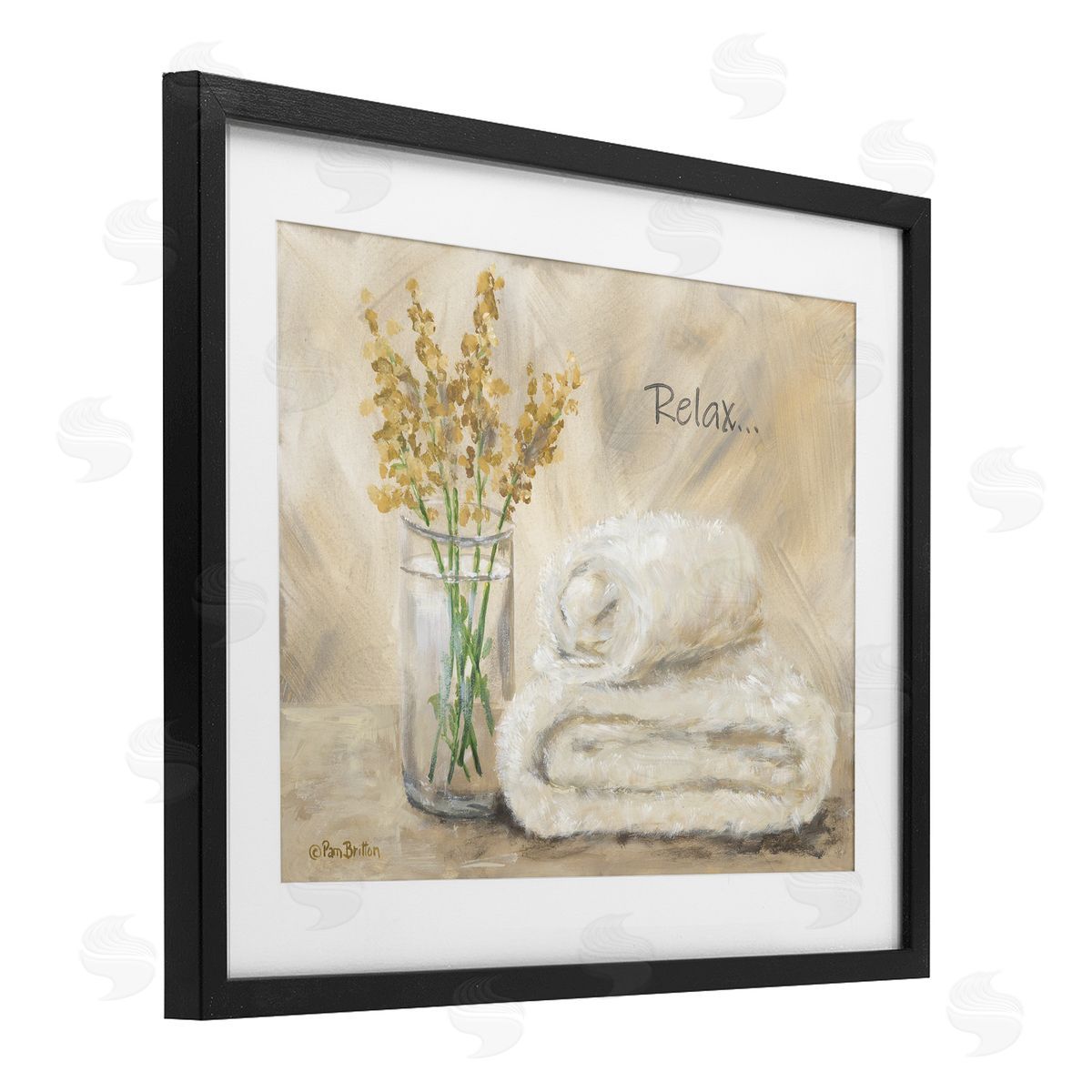 Pam Britton Relax Bath Towel & Botanicals Canvas Wall Art Print