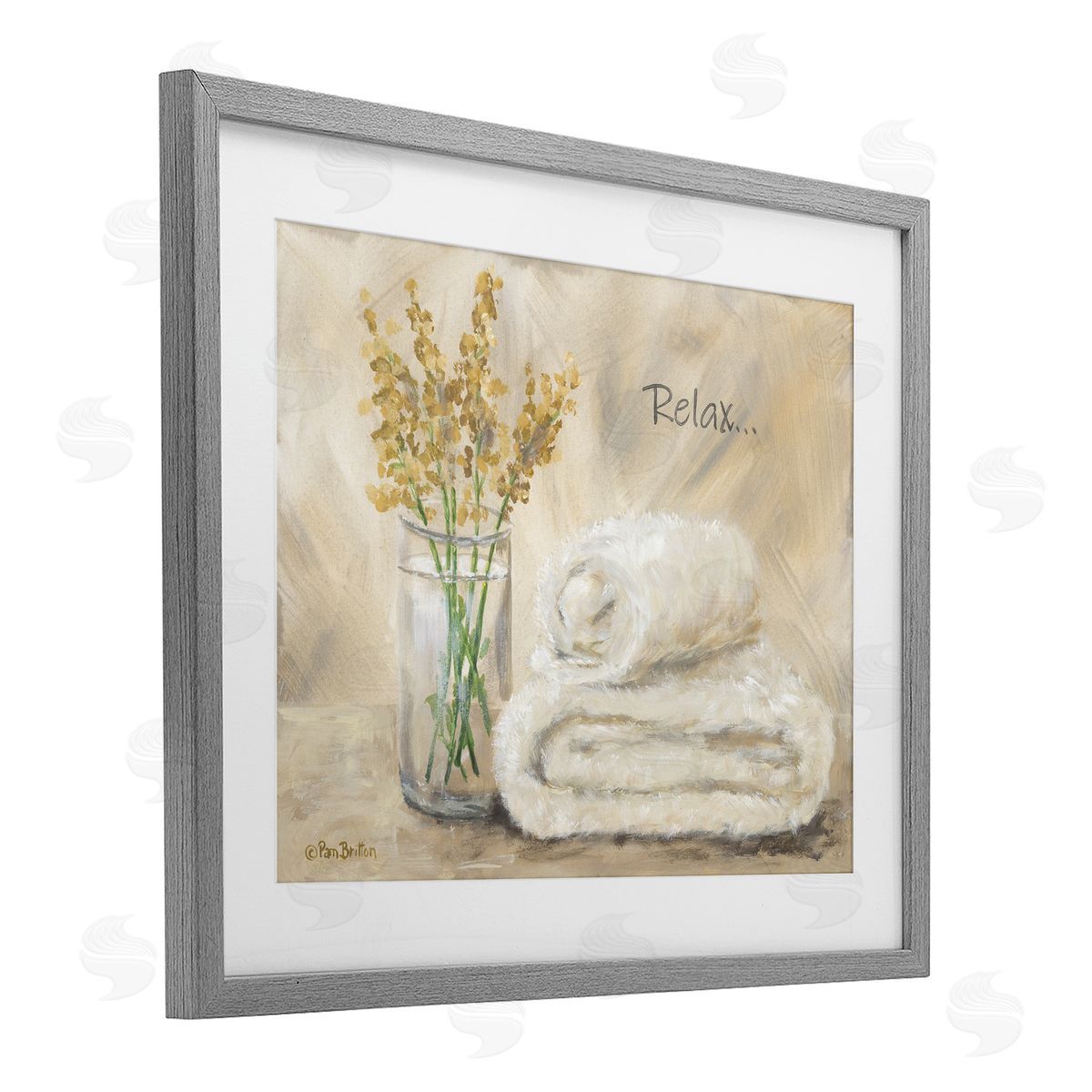 Pam Britton Relax Bath Towel & Botanicals Canvas Wall Art Print
