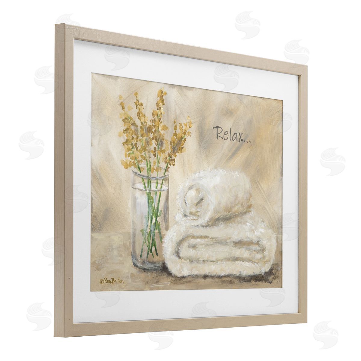 Pam Britton Relax Bath Towel & Botanicals Canvas Wall Art Print