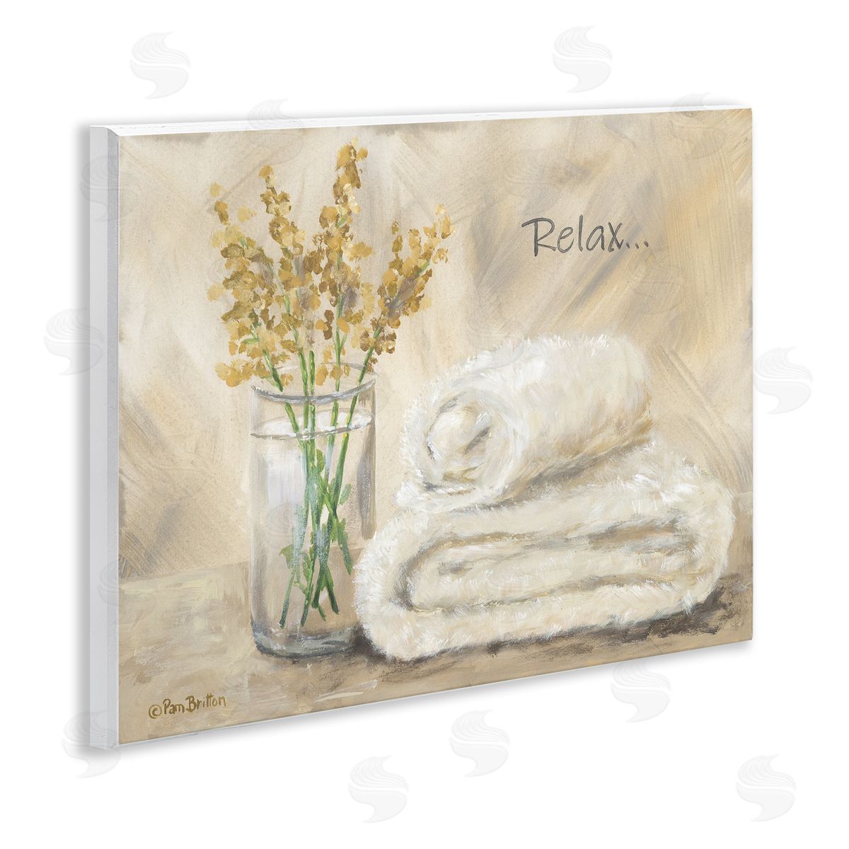 Pam Britton Relax Bath Towel & Botanicals Canvas Wall Art Print