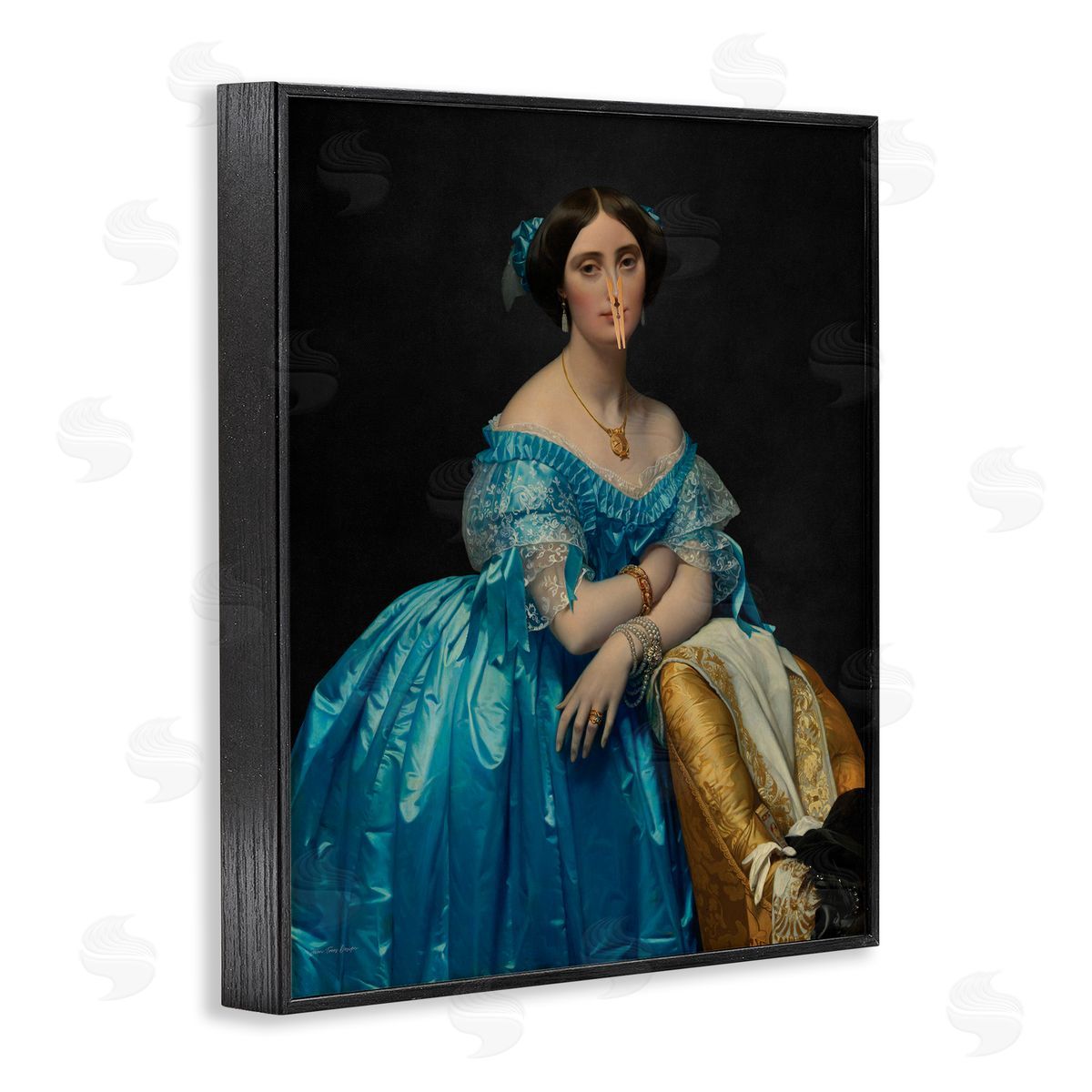 Seven Trees Design Vintage Lady with Clothespin Canvas Wall Art Print