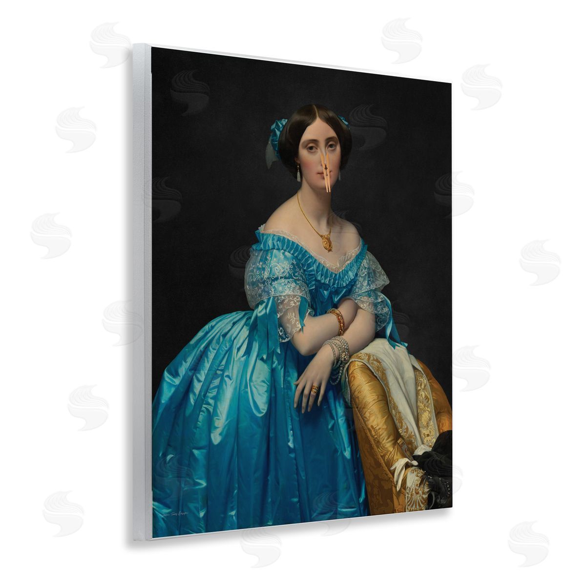 Seven Trees Design Vintage Lady with Clothespin Canvas Wall Art Print