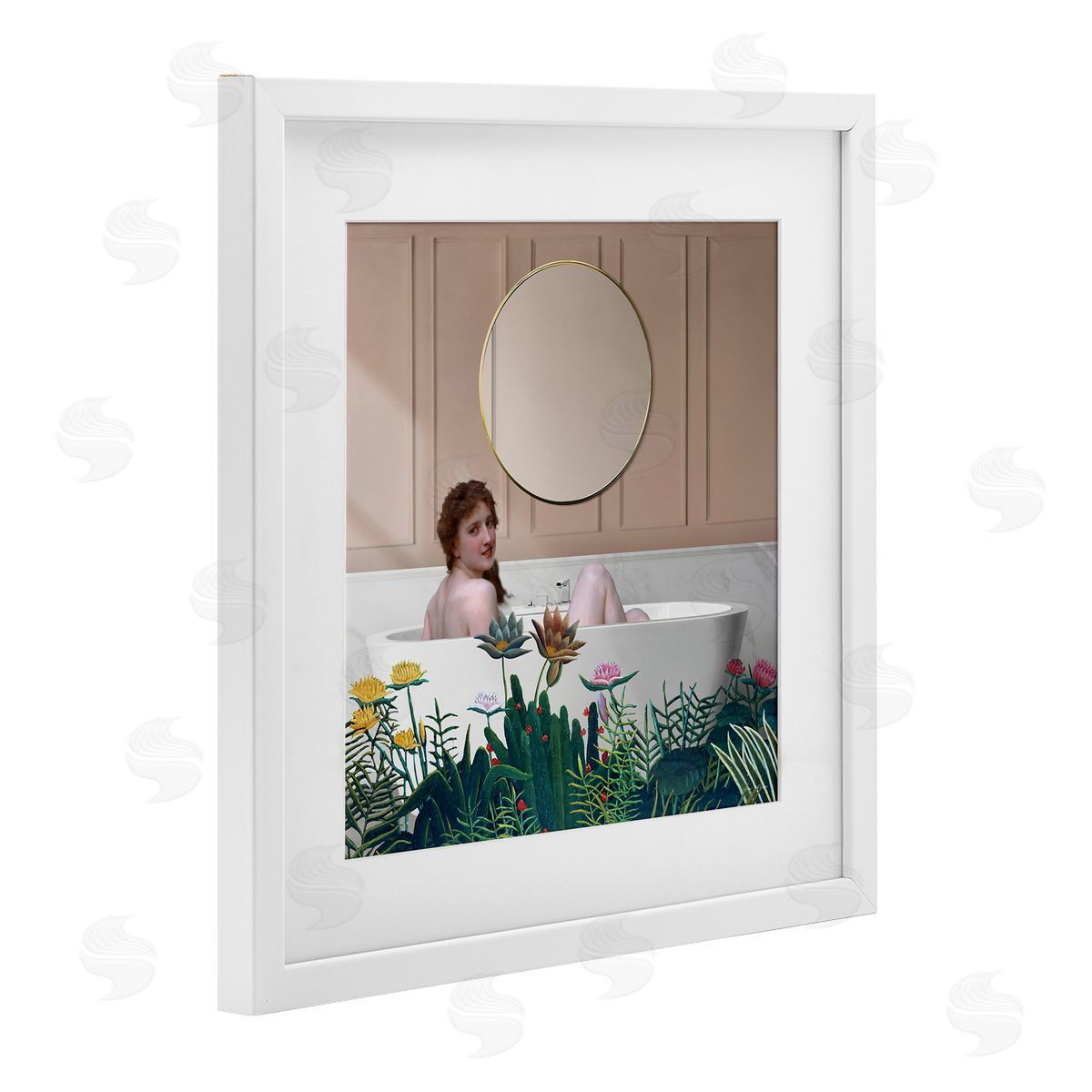 Seven Trees Design Vintage Lady in Bath Canvas Wall Art Print