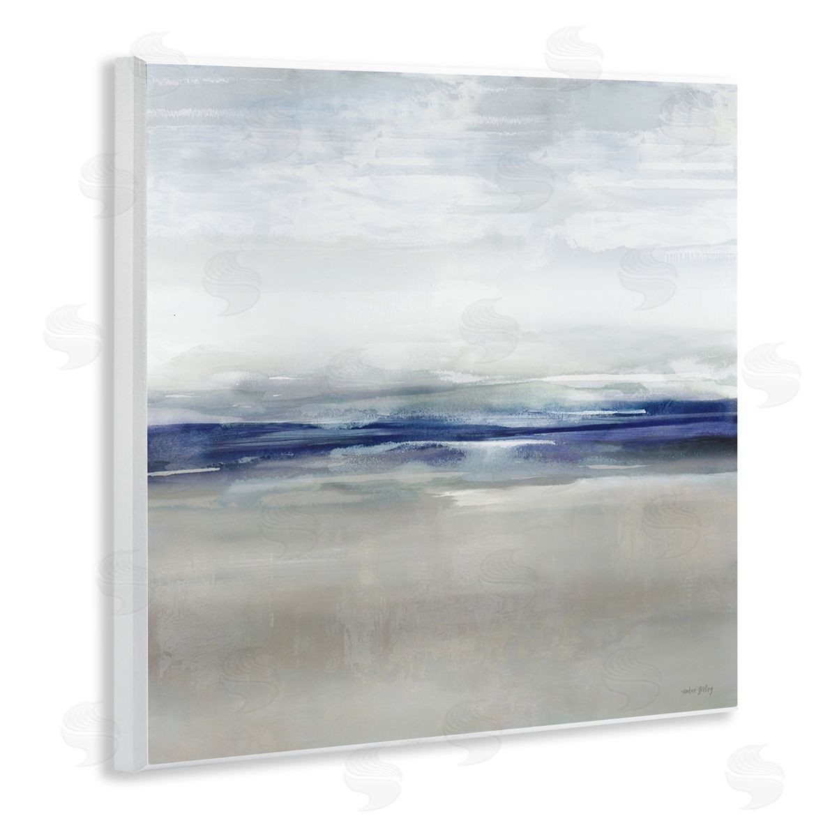 Amber Sterling Soothing Faded Blue Horizon Canvas Wall Art Print