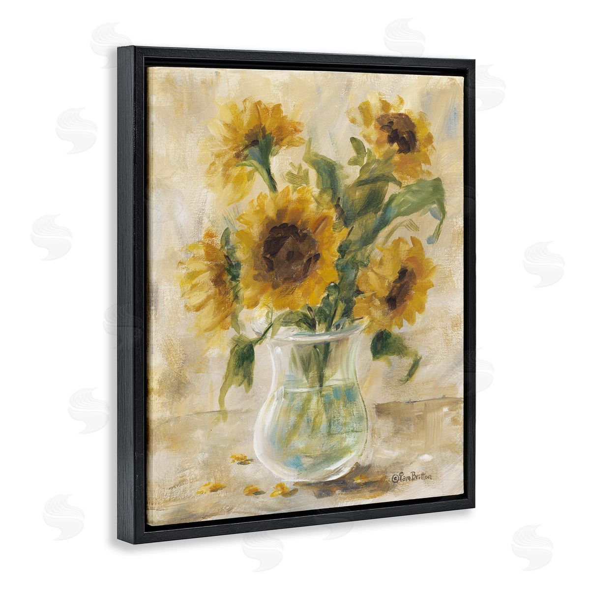 Pam Britton Sunflowers with Falling Petals Canvas Wall Art Print