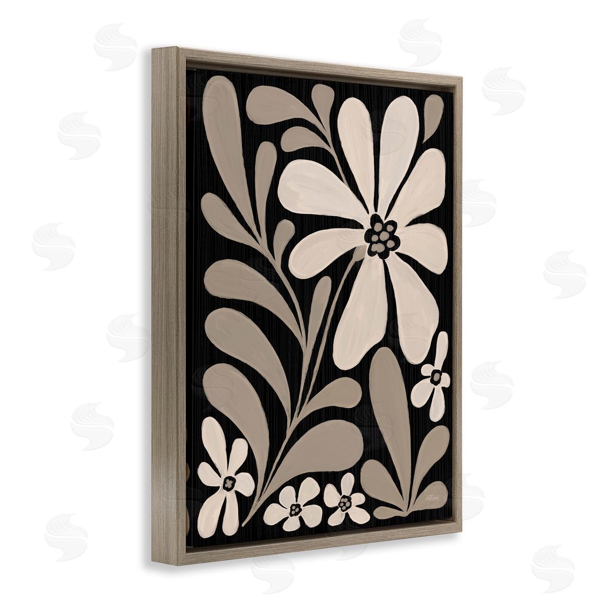 Cat Thurman Designs Cream Modern Floral Canvas Wall Art Print