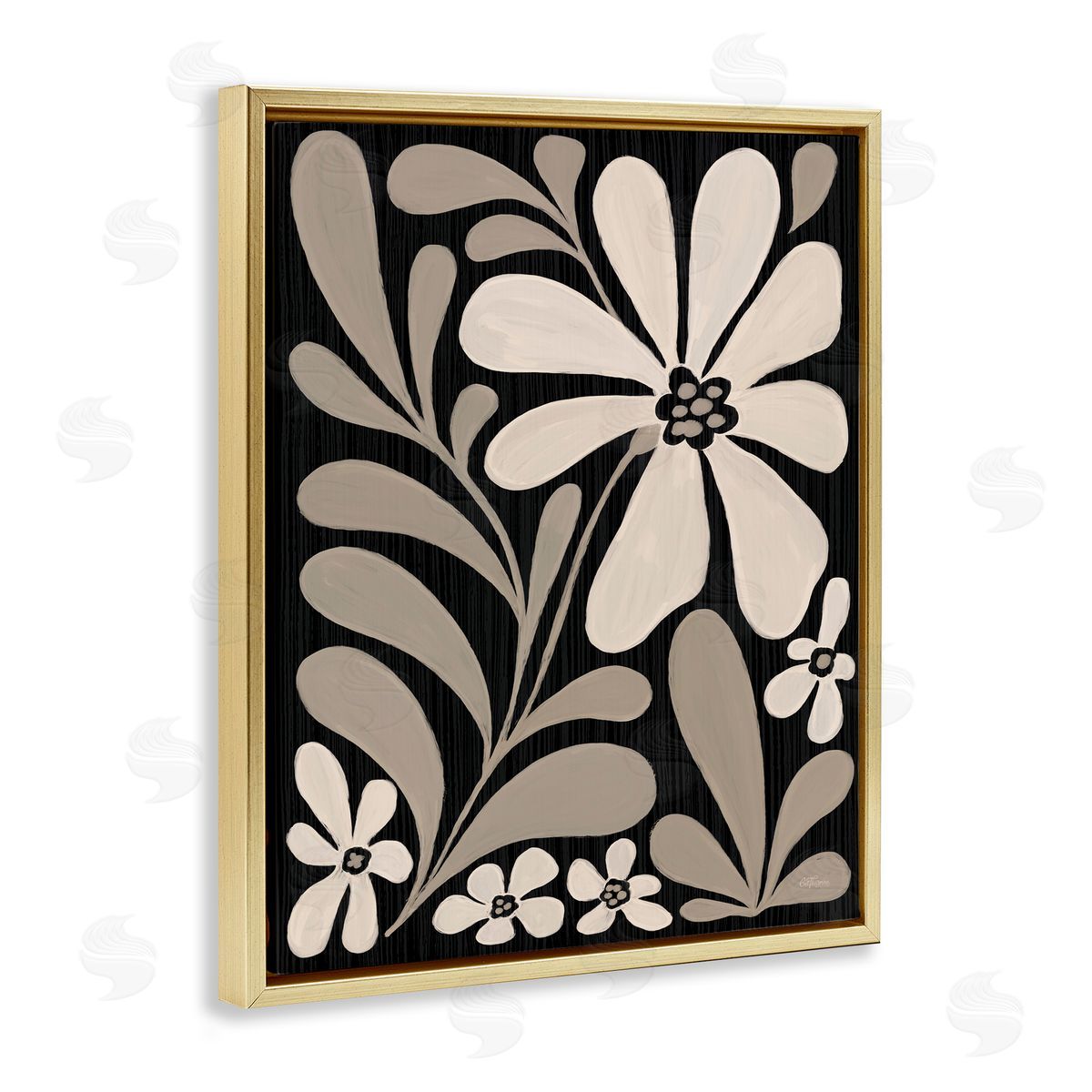 Cat Thurman Designs Cream Modern Floral Canvas Wall Art Print